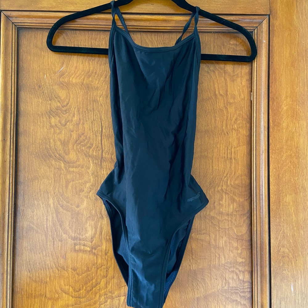 Black One-Piece Swimsuit Crisscrossed Back